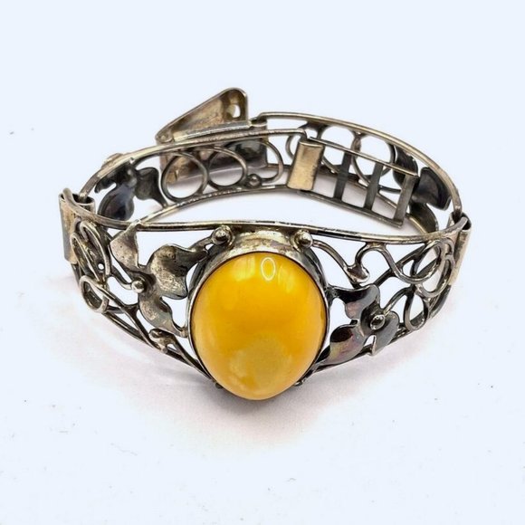Vintage Sterling Silver Baltic Butterscotch Egg Yolk Amber...